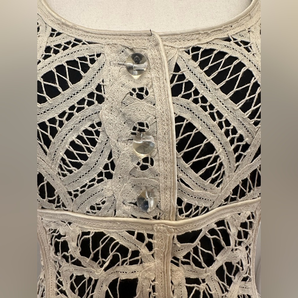Betsy Johnson Vintage Y2K 100% Silk 100% Cotton Scalloped Crochet Dress (Size 4) - Picture 4 of 12